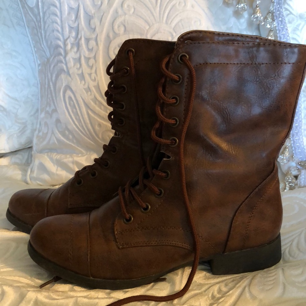 Dark brown combat boots